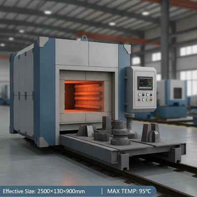 Αγορά Ηλεκτρικός φούρνος Bogie με μέγεθος 2500 × 1300 × 900 mm και ονομαστική θερμοκρασία 950 °C για θερμική επεξεργασία διαδικτυακή κατασκευή
