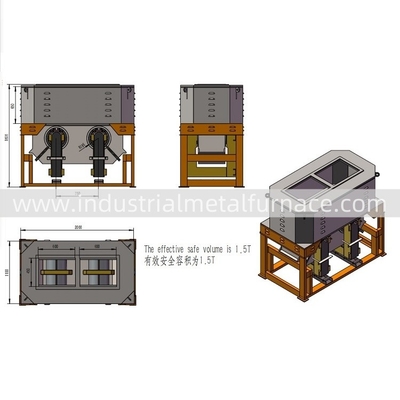 90KW 2 θάλαμος Βιομηχανική βαρύτητα χύτευσης μετάλλων τήξης ελκυστικό φούρνο για χαλκό